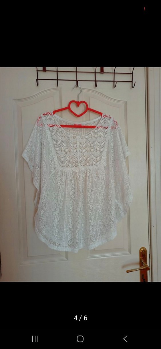 Dantel İşlemeli Beyaz Bohem Kadın Bluz - Görsel 2