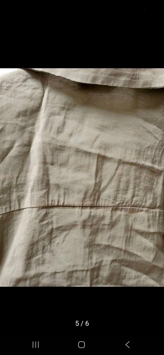 Düğmeli Kısa Kollu Keten Kadın Gömlek - Görsel 5