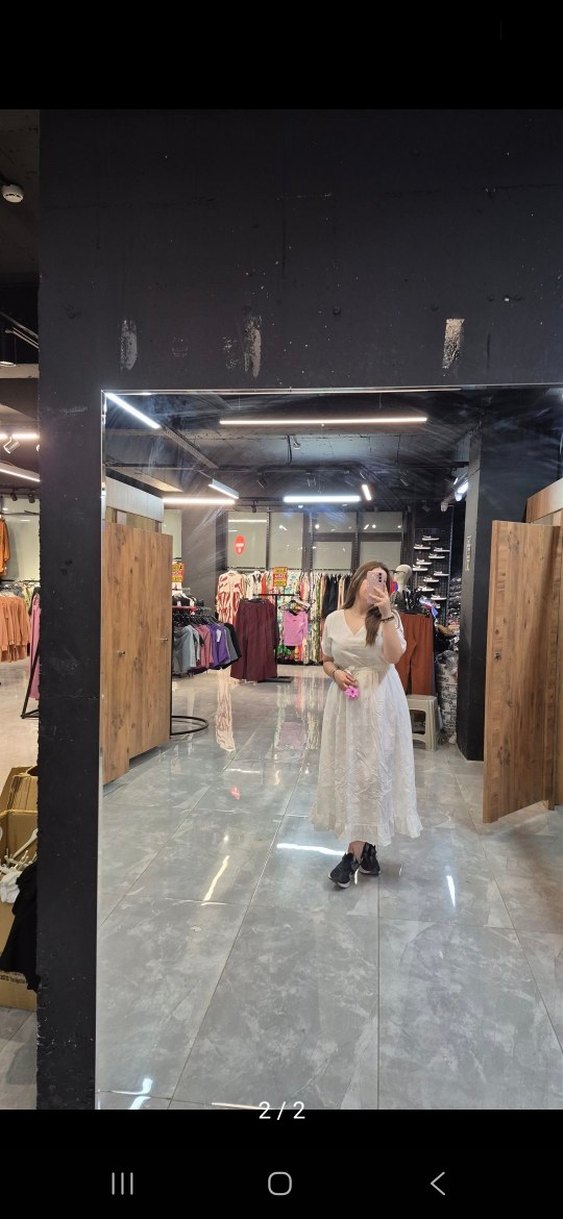 Beyaz Dantel Detaylı Bohem Midi Elbise - Görsel 2