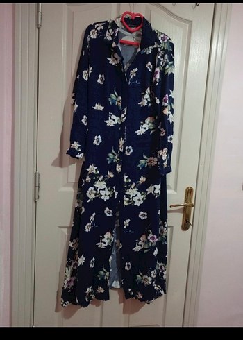 Çiçek Desenli Uzun Lacivert Bohem Elbise - Görsel 2