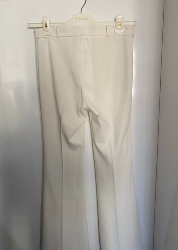 Beyaz Pilili Kadın Kumaş Pantolon - Görsel 4