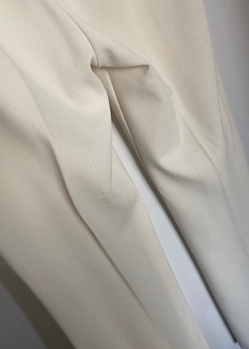 Beyaz Pilili Kadın Kumaş Pantolon - Görsel 3