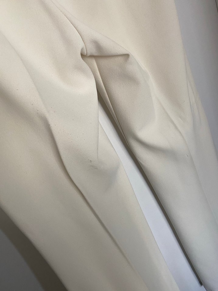 Beyaz Pilili Kadın Kumaş Pantolon - Görsel 3