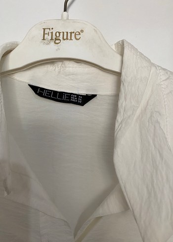 Düğmeli Beyaz Keten Kadın Gömlek - Görsel 2