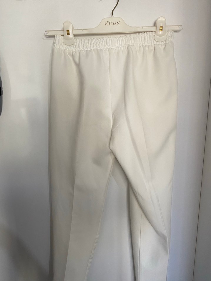 Beyaz Kadın Regular Fit Kumaş Pantolon - Görsel 2