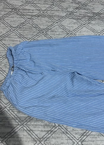 Mavi Piliseli Kadın Rahat Kesim Pantolon - Görsel 2