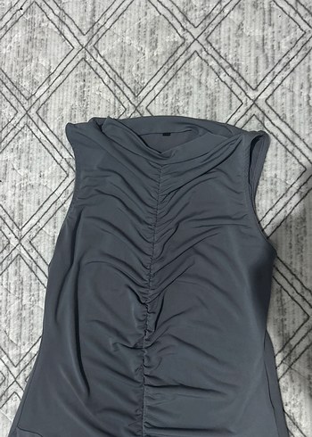 Gri Yüksek Yakalı Bodysuit - Görsel 2