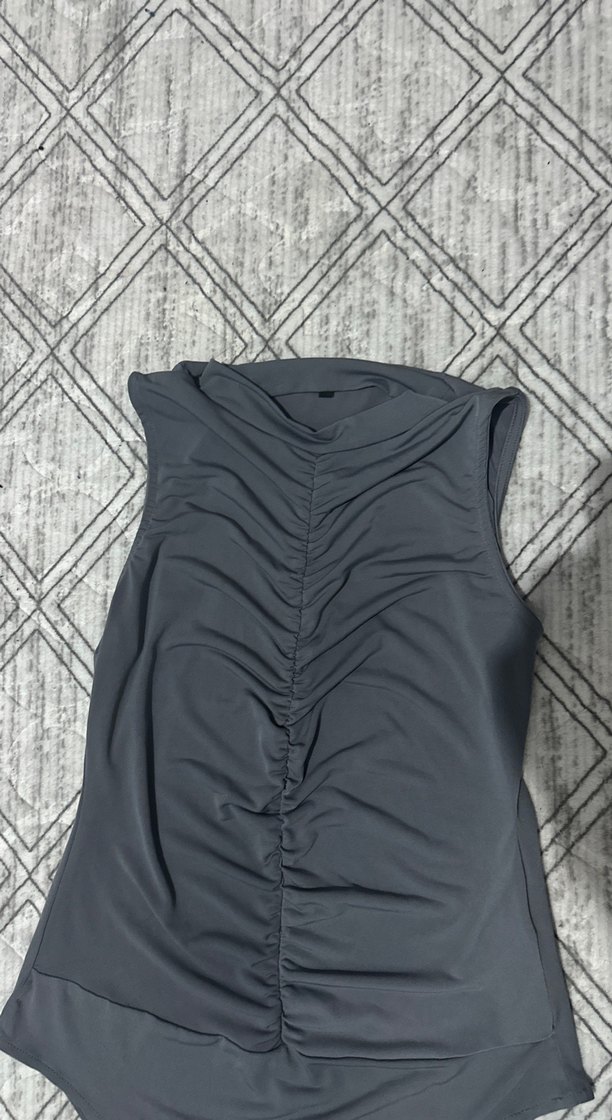 Gri Yüksek Yakalı Bodysuit - Görsel 2