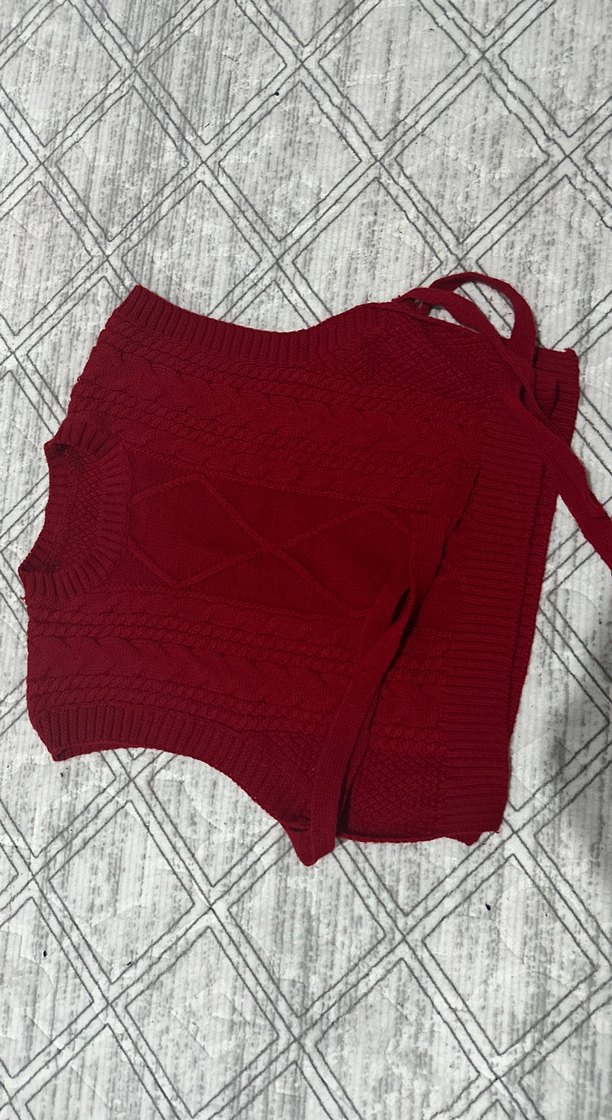 Yanları açık ip bağlamalı kazak - Görsel 2