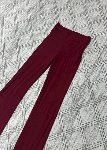 Bordo Kadın Uzun Kumaş İspanyol paça Pantolon - Görsel 2