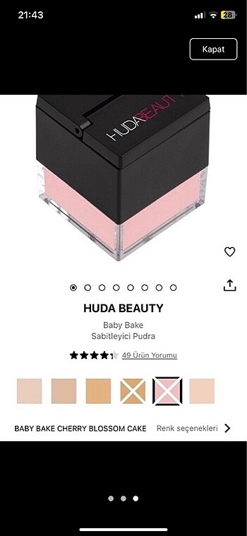  Beden Beauty Huda Beauty Baby Bake Cherry Blossom - Sabitleyici