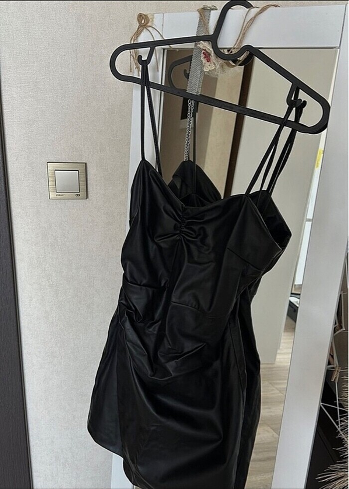 Deri mini elbise - Görsel 2