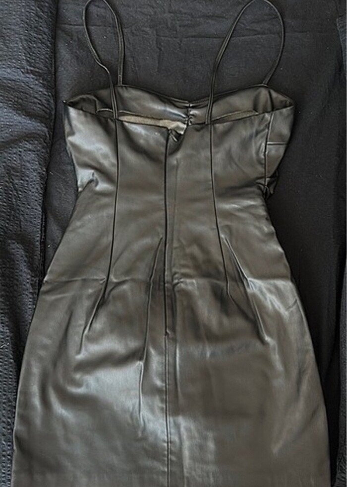 Deri mini elbise - Görsel 3