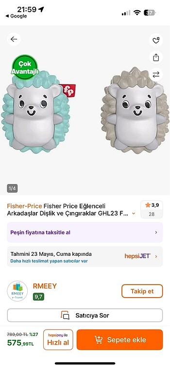 Beden Fisher price eğlenceli dişlik çıngırak