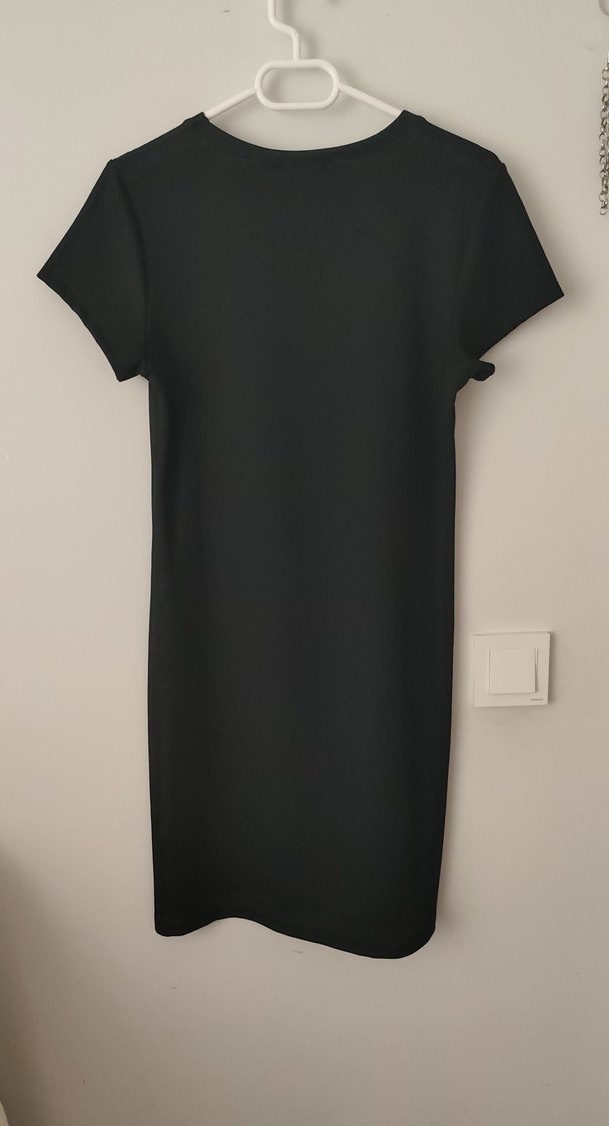 Kısa Kollu Siyah Midi Elbise - Görsel 2