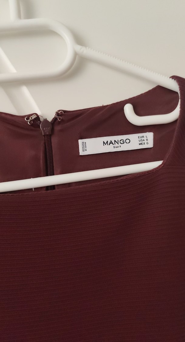 Bordo Midi V Yakalı Kolsuz Elbise - Görsel 2