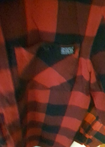 Kırmızı Kareli Düğmeli Uzun Kollu Kadın Gömlek - Görsel 3