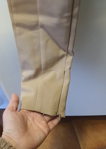 Bej Midi Süet Kumaş Kadın Pantolon - Görsel 2