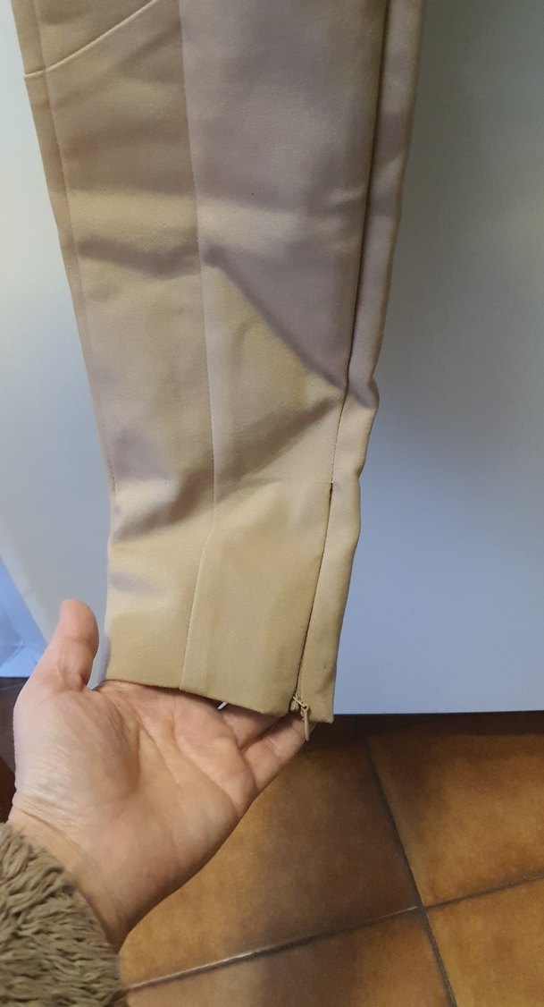 Bej Midi Süet Kumaş Kadın Pantolon - Görsel 2