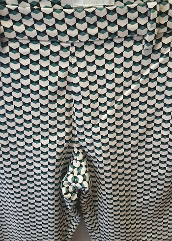 yeşil Desenli Kadın Kumaş Pantolon - Görsel 4