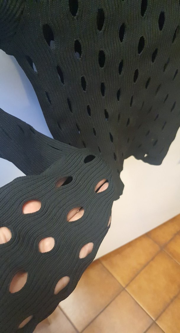 Siyah Örgü Yüksek Yakalı Uzun Kollu Kadın Kazak - Görsel 4