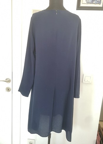 Lacivert Uzun Kollu Bürümcük Elbise - Görsel 6