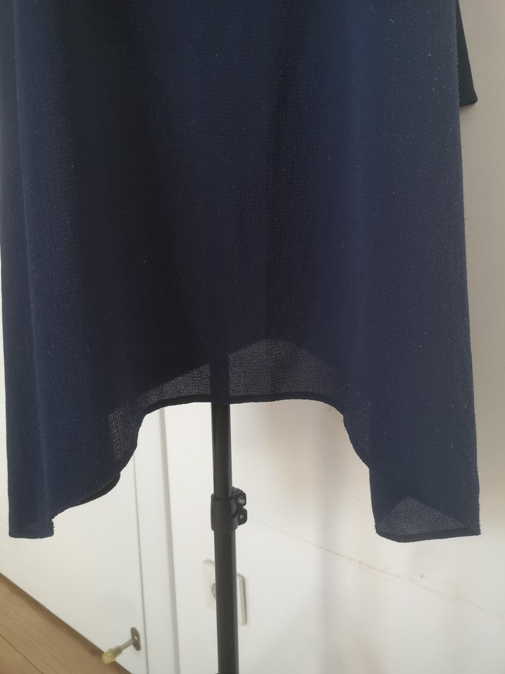 Lacivert Uzun Kollu Bürümcük Elbise - Görsel 3