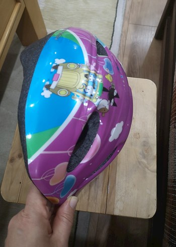 Renkli Baskılı Mor Motosiklet Kaskı - Görsel 2