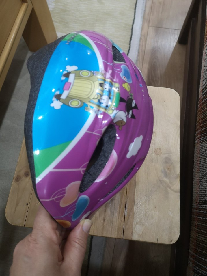 Renkli Baskılı Mor Motosiklet Kaskı - Görsel 2