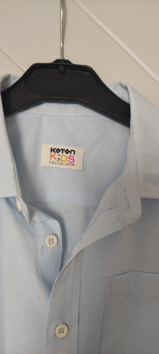 Erkek Çocuk Uzun Kollu Düğmeli Mavi Gömlek - Görsel 4