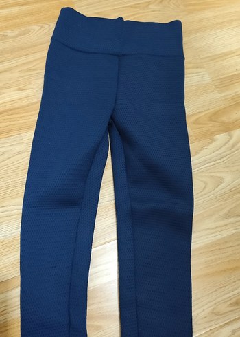 Mavi Elastik Belli Kadın Tayt - Görsel 3