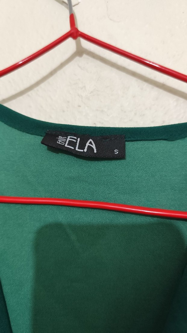 Yeşil V Yaka Midi Düğmeli Kadın Elbise - Görsel 5