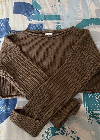 Kahverengi Örgü Kadın Kazak - Görsel 2