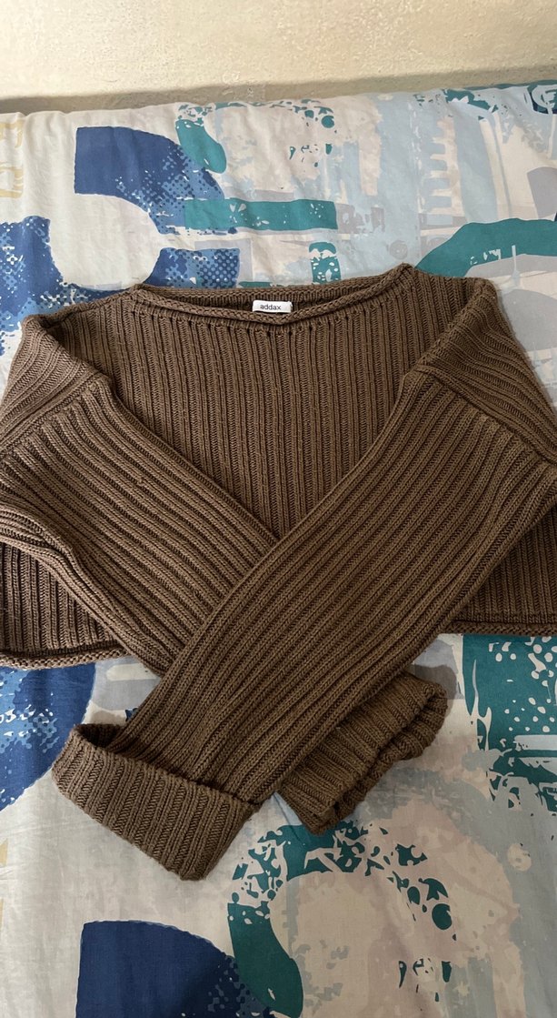 Kahverengi Örgü Kadın Kazak - Görsel 2