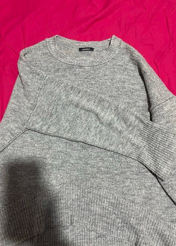 Gri Örgü Kadın Kazak, Uzun Kollu, Rahat Kesim - Görsel 2