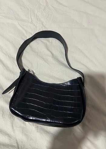 Siyah Yılan Desenli Deri Kadın Çanta - Görsel 3