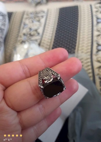 Siyah Taşlı kartal model gümüş Erkek Yüzük - Görsel 4