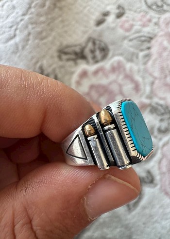 Firüze taşlı gümüş erkek yüzük - Görsel 2