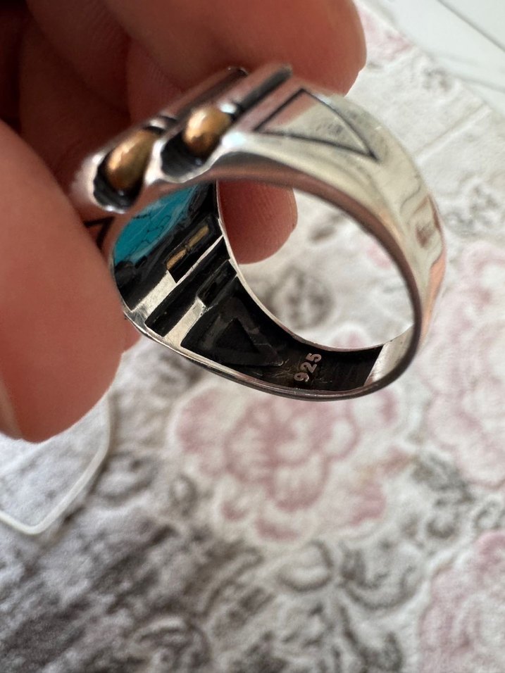 Firüze taşlı gümüş erkek yüzük - Görsel 3