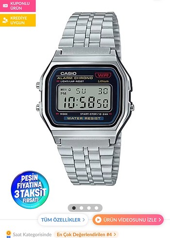 Casio Gri Vintage Dijital Erkek Saati orjinal - Görsel 8
