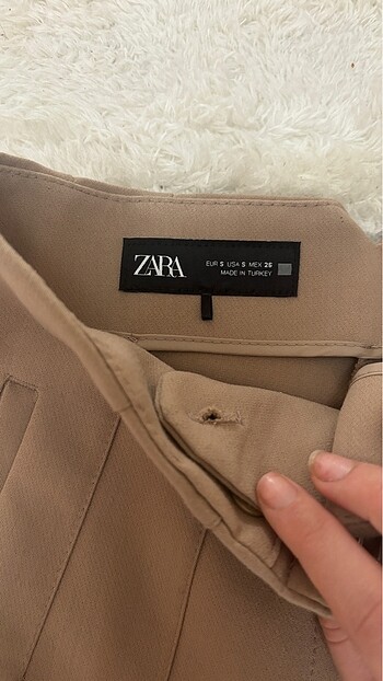 s Beden camel Renk Zara yüksek bel kumaş pantolon bej