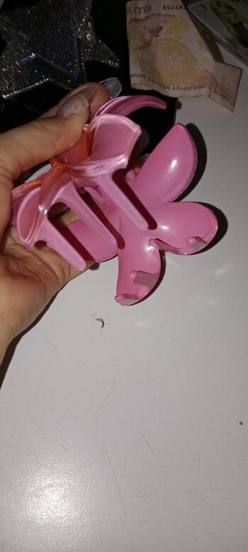  Beden pembe Renk Çiçekli toka 