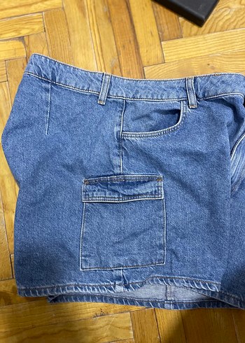 Denim&Co Kadın Kot Şort Bol Kesim Kemerli Mini