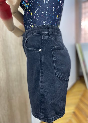 38 Beden gri Renk Bohem Tarz Gri Midi Denim Şort