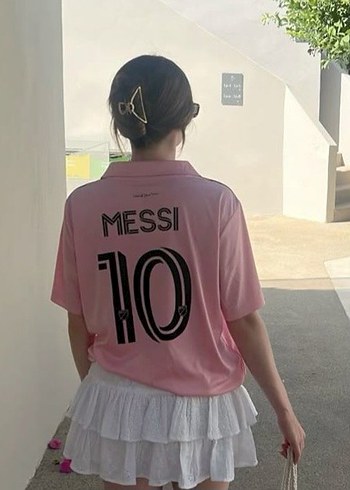m Beden Pembe Messi Forması Yakalı KADIN İnter Miami Forması