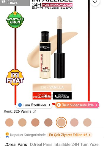 ORIJINAL L'Oréal Paris İnfaillible Kapatıcı - 326 Vanilla SIFIR.