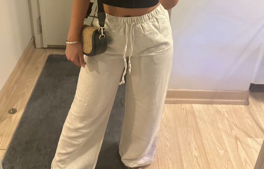Keten yazlik bol paça pantolon - Görsel 2