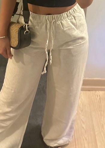 Keten yazlik bol paça pantolon - Görsel 2