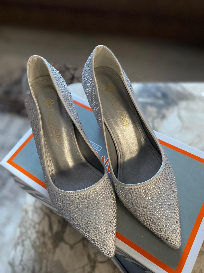 Diger Gri Parlak Yüksek Topuklu Kadın Ayakkabı - Görsel 3