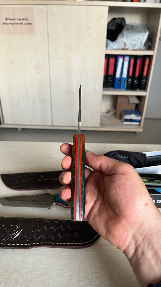 N690 çelik stabilize kabza avcı kampçı bıçağı - Görsel 3